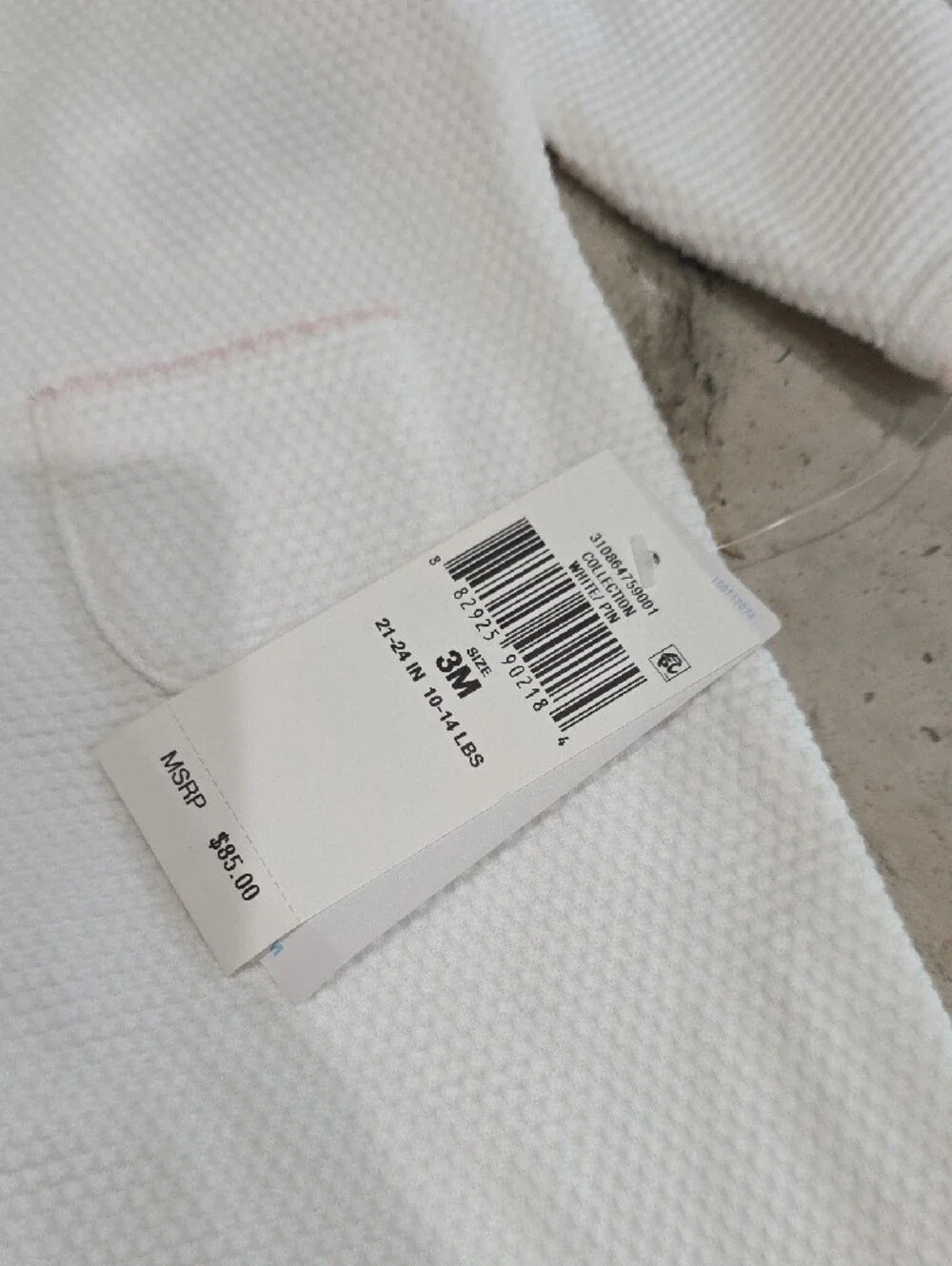 NWT 3M $85 Ralph Lauren White Baby Footed One-Piece with Pale Pink Trim